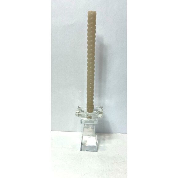 Crystal Glass Taper Candle Holder Elegant Pyramid Design Wedding Romance Dinner - Picture 2 of 7